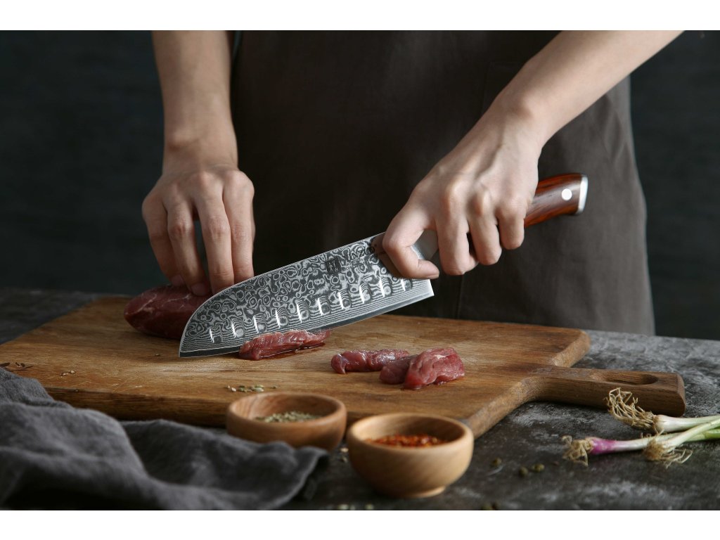 Santoku nůž XinZuo Yu B13R 7 palcu krájení