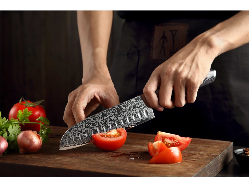 Santoku nůž XinZuo Ya B20 7 palcu krájení