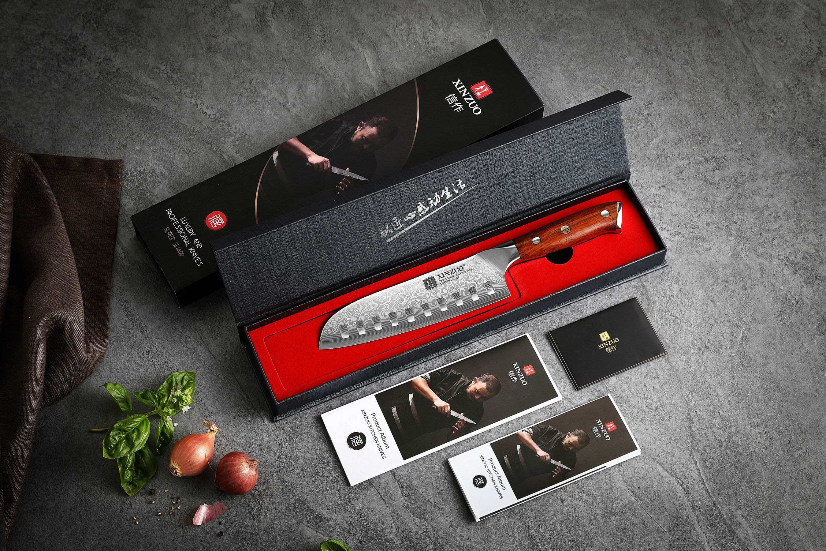 Dárkové balení santoku nože XinZuo Yu B13R