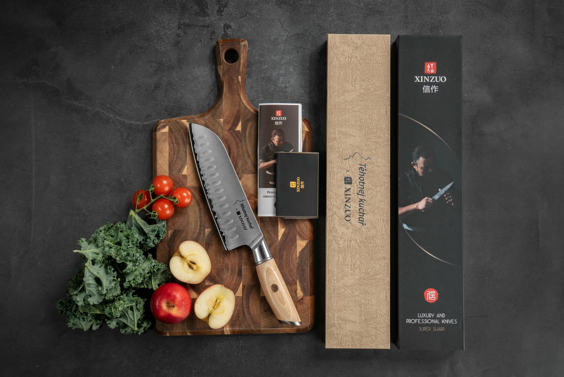 Dárkové balení santoku nože XinZuo Lan B37S Těhotnej kuchař