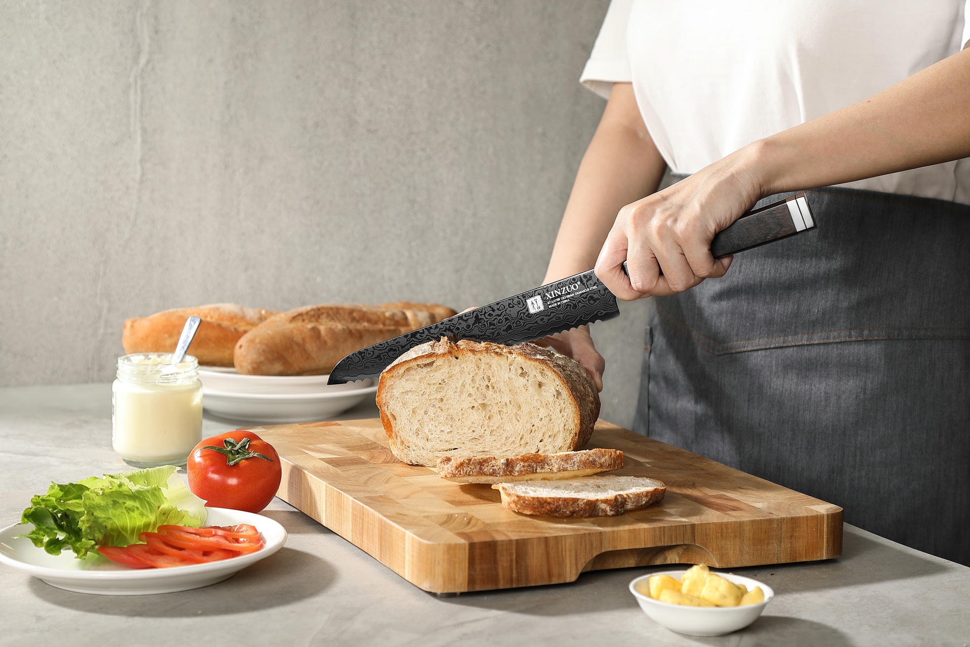 Krájení s nožem na pečivo XinZuo Ji X08E
