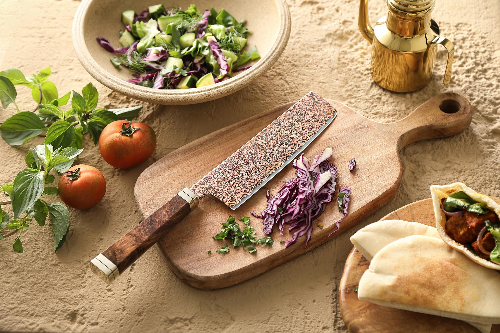 Ukázka nakiri nože Bunka XinZuo X08C