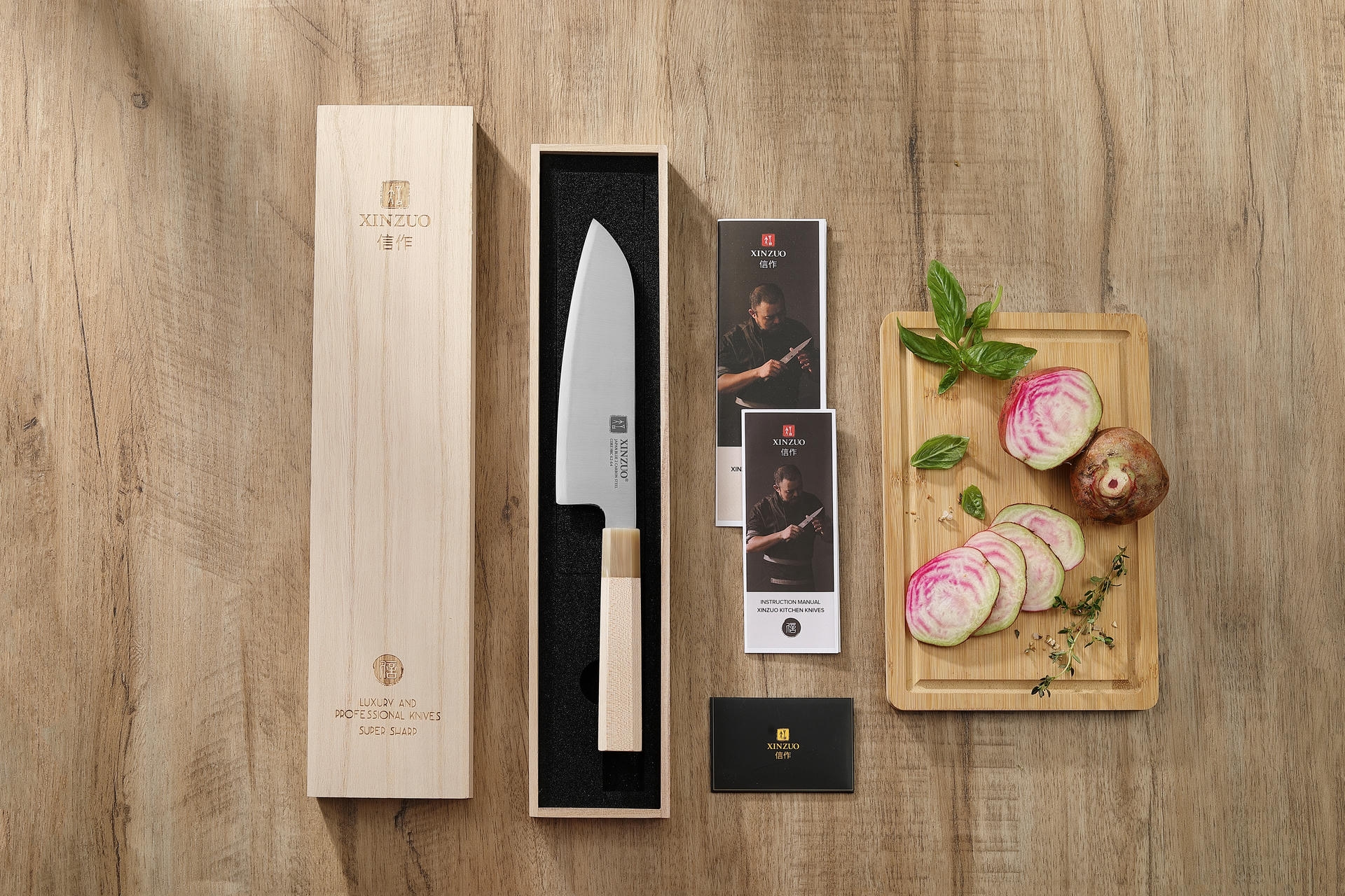 Dárkové balení santoku nože XinZuo PM8M