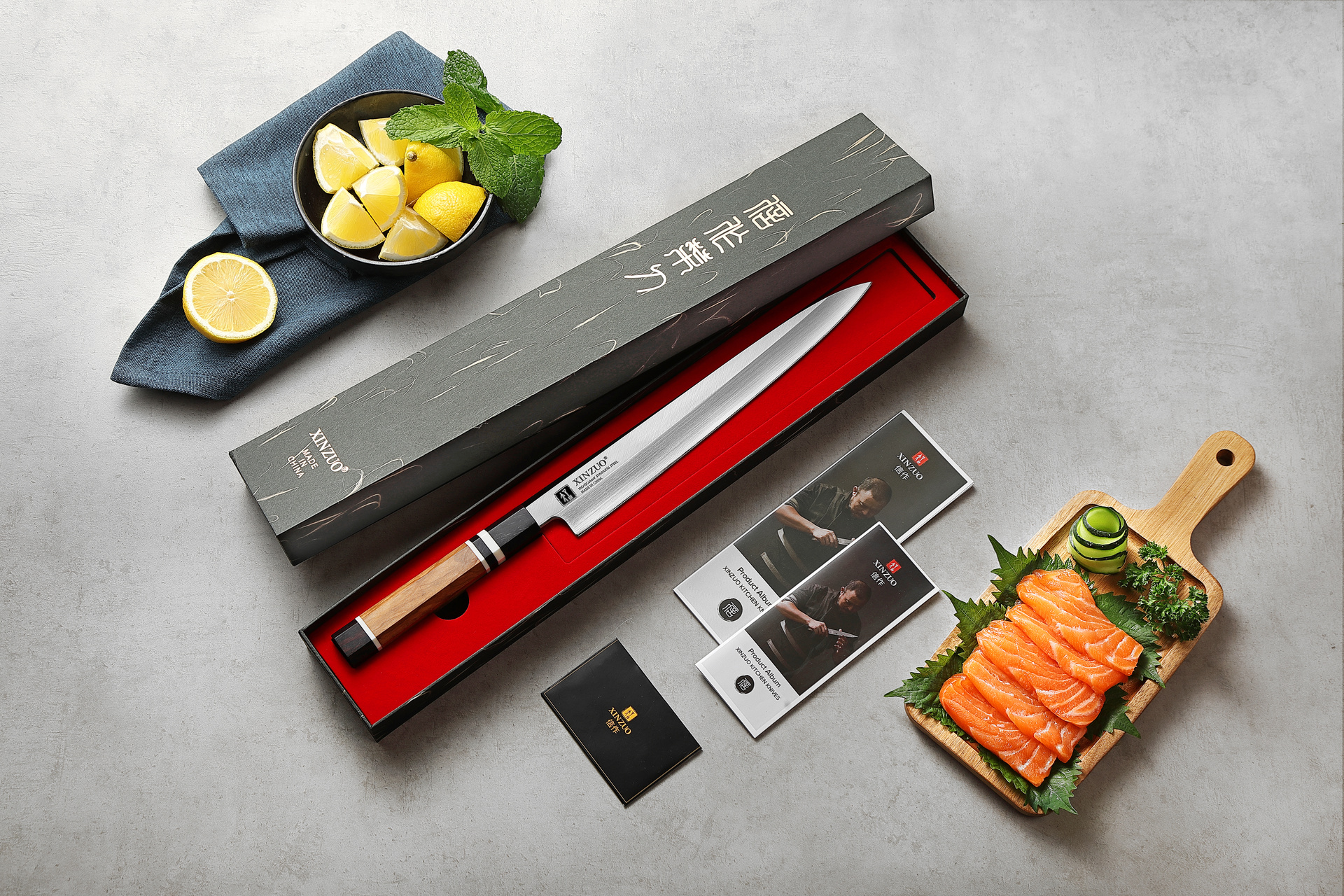 Dárkové balení nože XinZuo F3S Sashimi s 270 mm