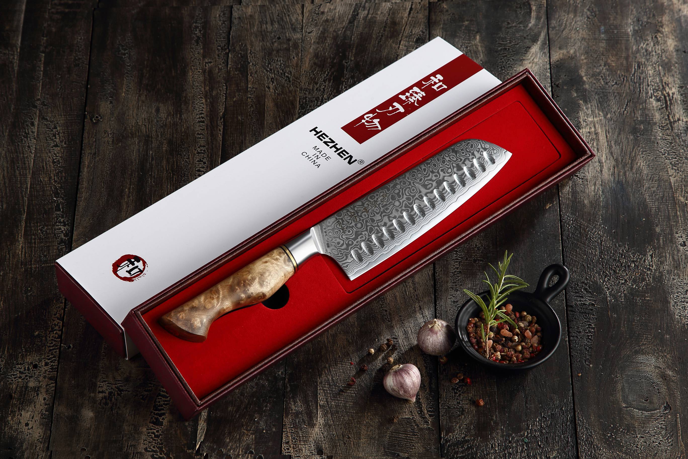 Dárkové balení santoku nože HEZHEN Master B30