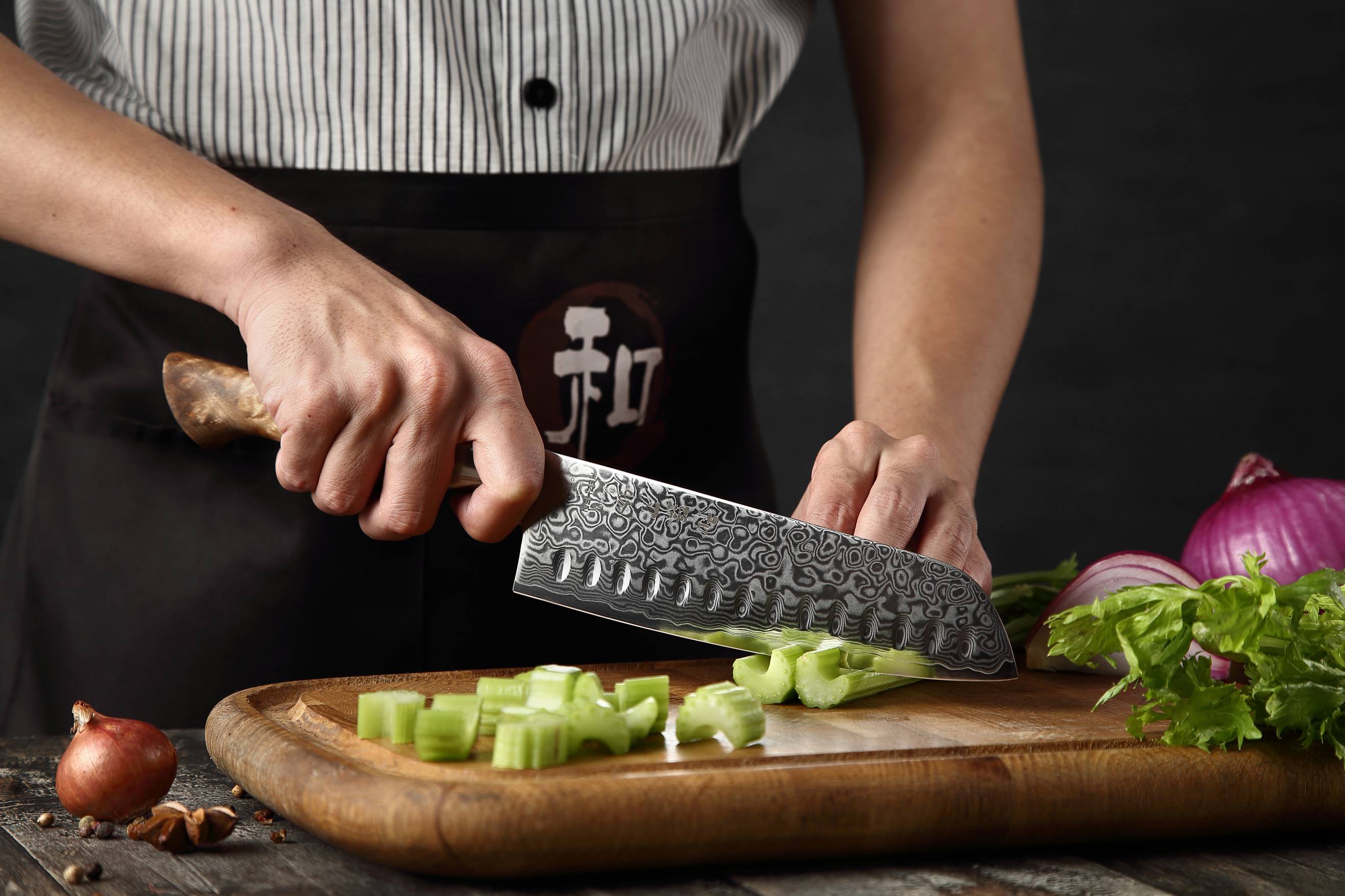 Santoku nůž HEZHEN Master B30 7 palcu krájení