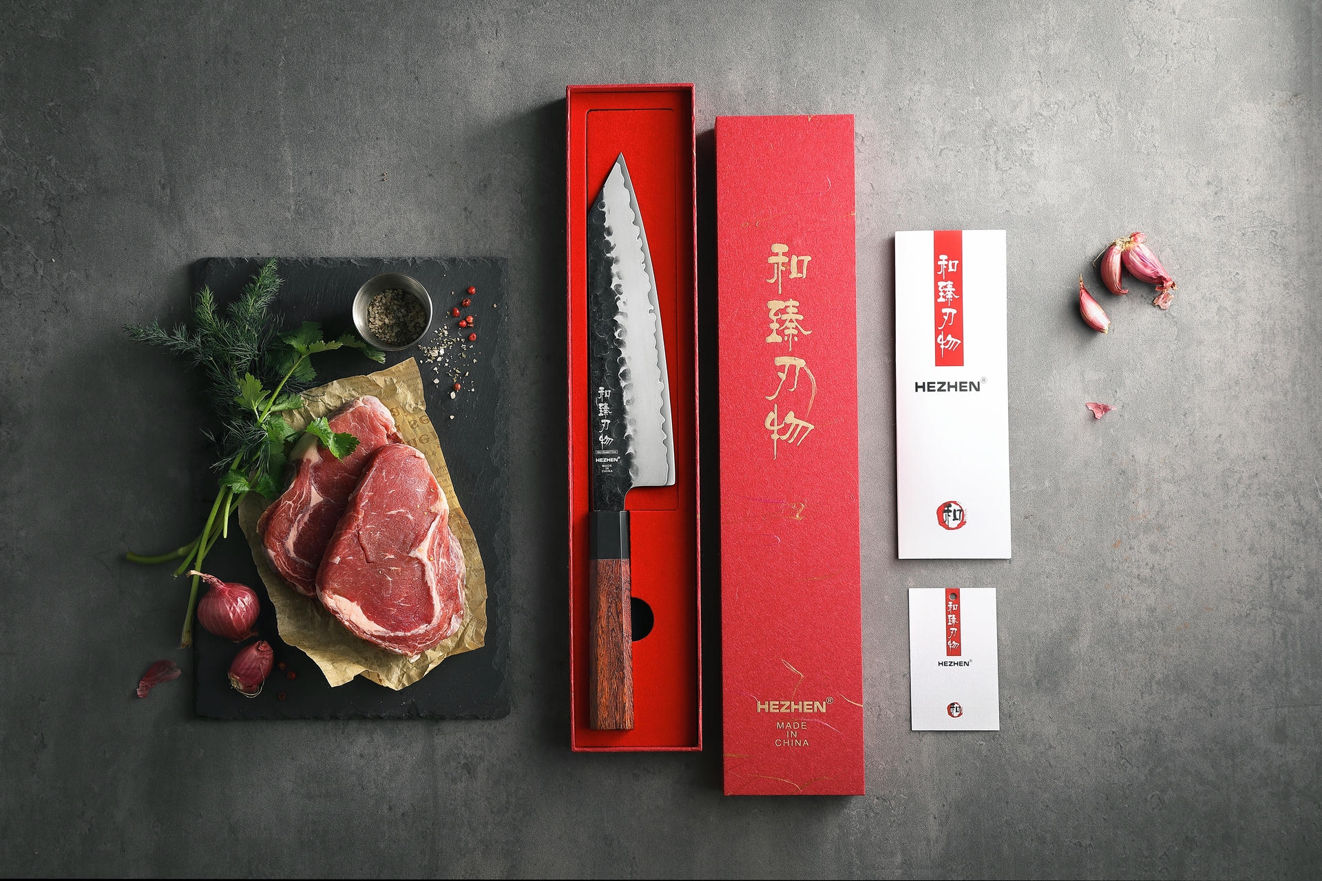 Dárkové balení šéfkuchařského nože HezHen PM8S