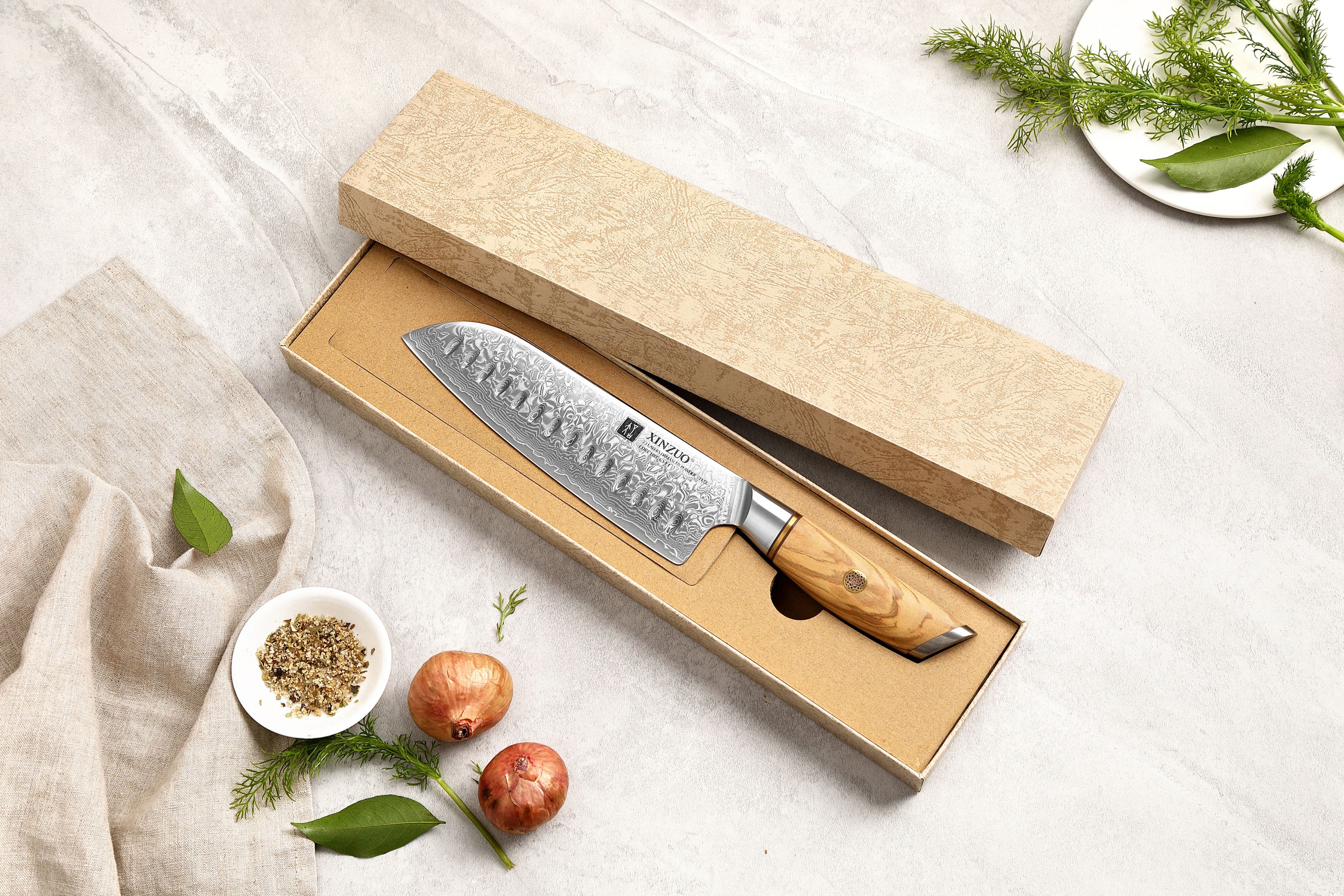 Dárkové balení santoku nože XinZuo Lan B37 7