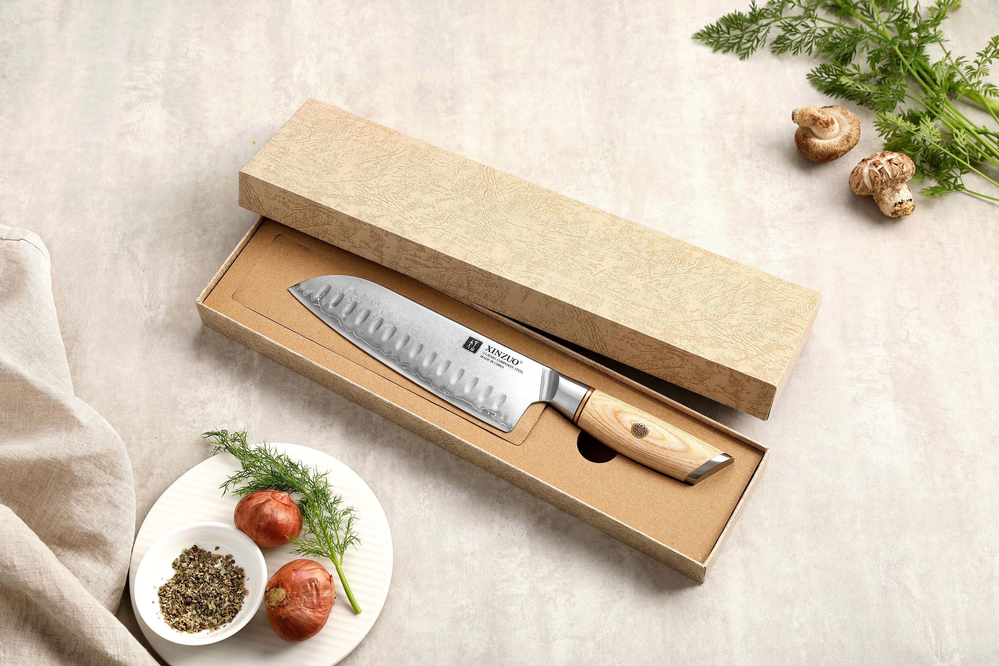 Dárkové balení santoku nože XinZuo Lan B37S 7