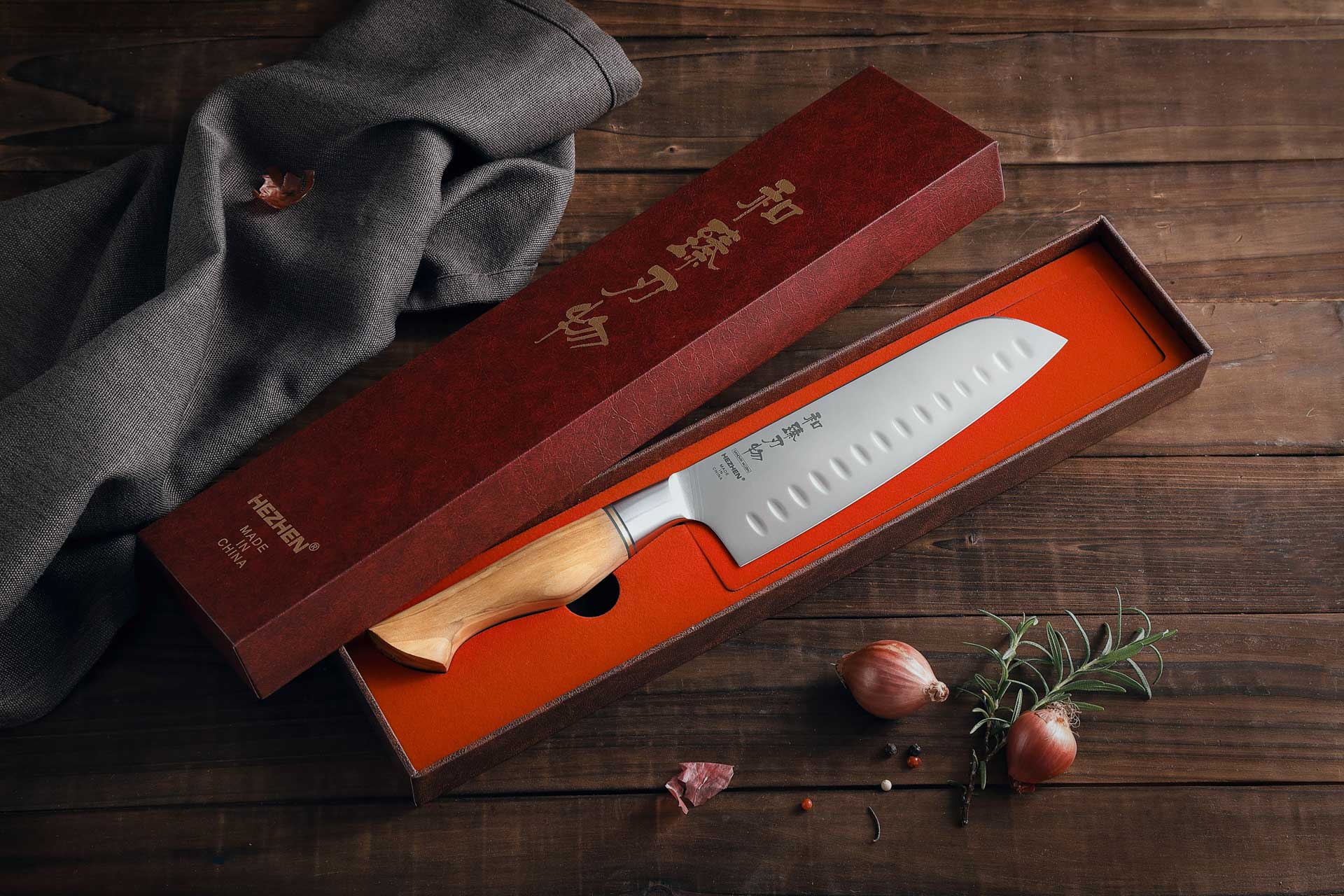 Dárkové balení Santoku nože HEZHEN Master B30S