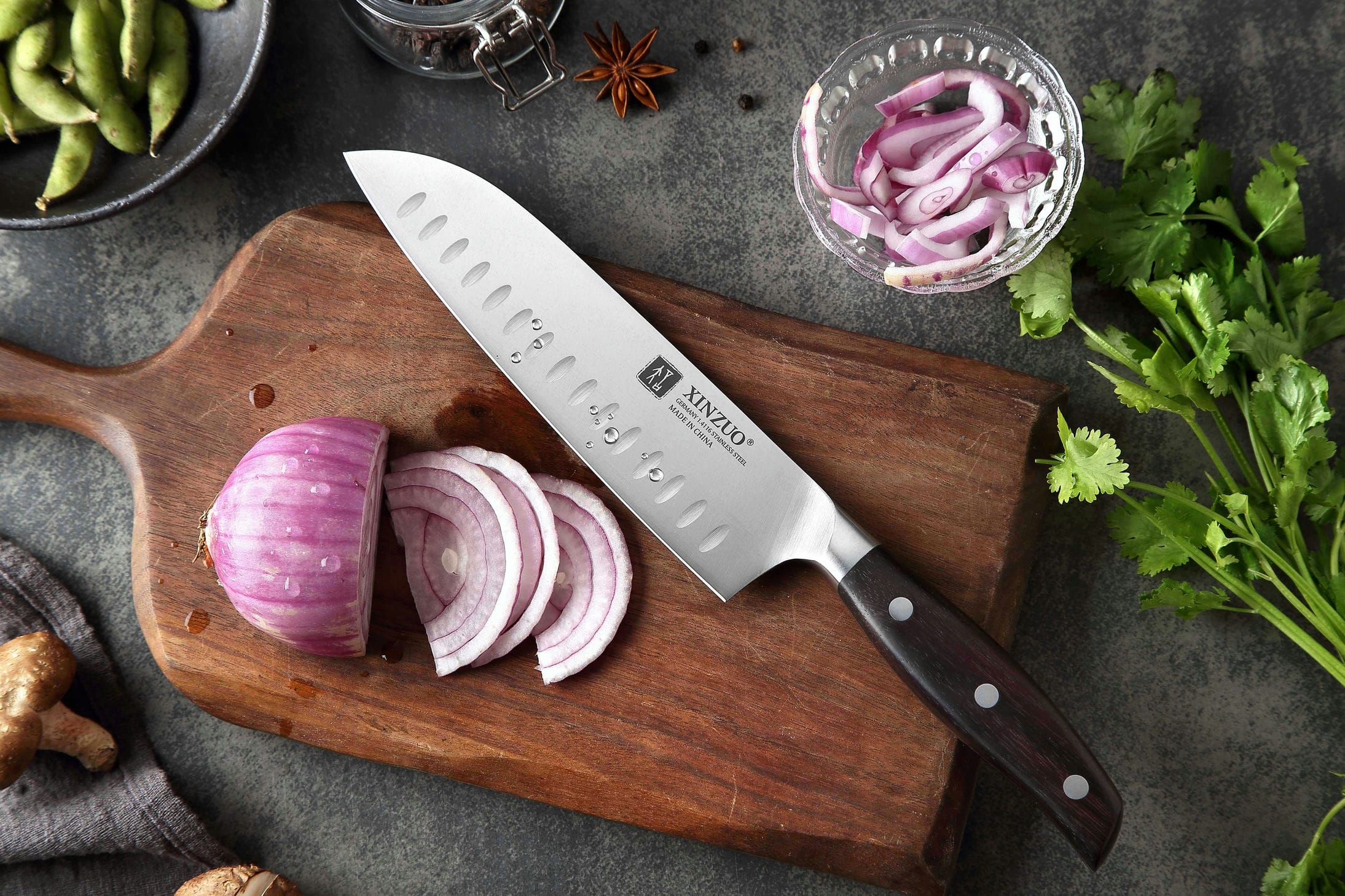 Santoku nůž XinZuo B35 Zhi s čepelí z německé oceli